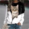 Kawaii Cat Women's Pullovers 3D Print Casual Long Sleeve Tees Oversized Harajuku Thin Hoodies Clothing Daily Tops
