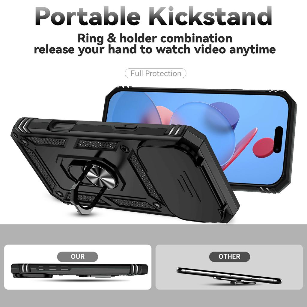 For iPhone 17 Pro Max Case PC+TPU Phone Cover with Lens Protection Kickstand