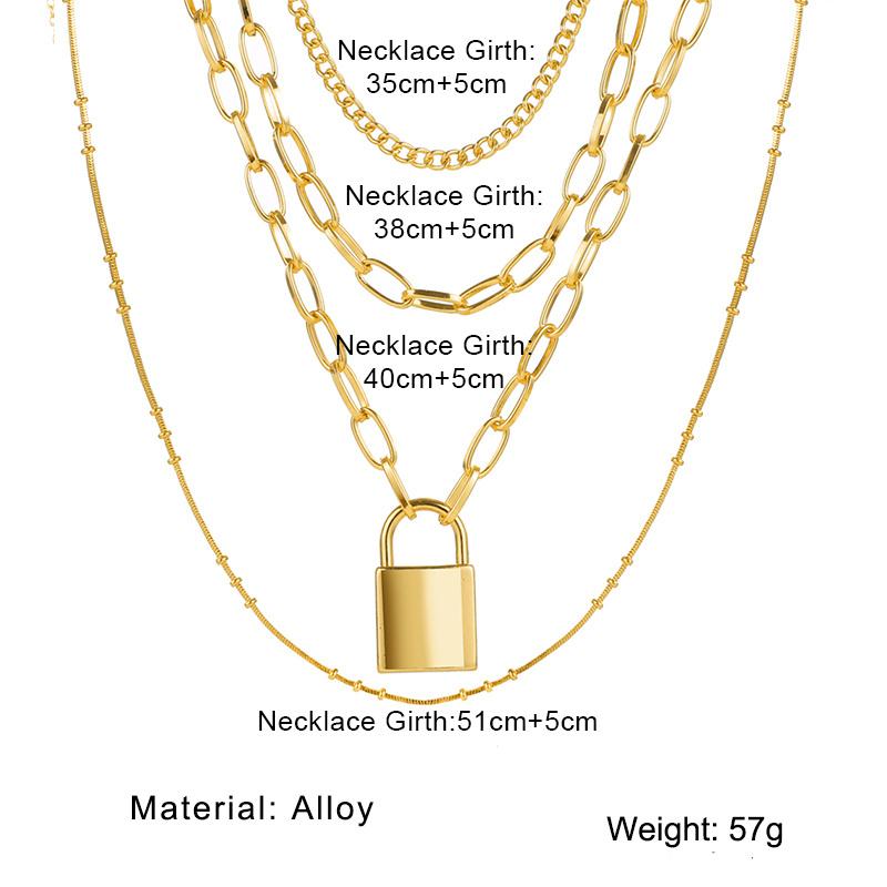 Elegant Fashion Simple Chain Punk Jewelry Key Padlock Pendant Necklace Women's Gift