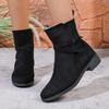 Fashion Female Shoes On Sale 2024 New Side Zip Women's Boots Autumn Round Toe Suede Solid Short Barrel Block Heel Large Size Boots