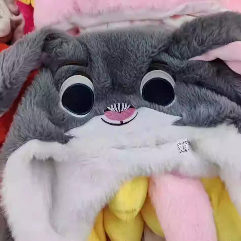 Moving Rabbit Ear Hat: Adorable Airbag Ears Wiggle When Pinched, Just Like the Viral Sensation On TikTok.