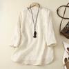 Embroidered Round Neck Shirt Cotton Linen Women's Loose Top