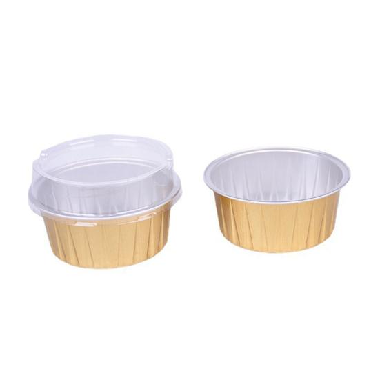 20Pcs Tinfoil Box with Lid Reusable Disposable Round Food Grade Non-Stick Oven Safe Cupcake Container Aluminum Foil Bowl Baking Mold