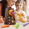 Montessori Educational Toys for Children Woodpecker Catch Worms Toy Toddler Kids Magnetic Games for Babi Development Busy Board