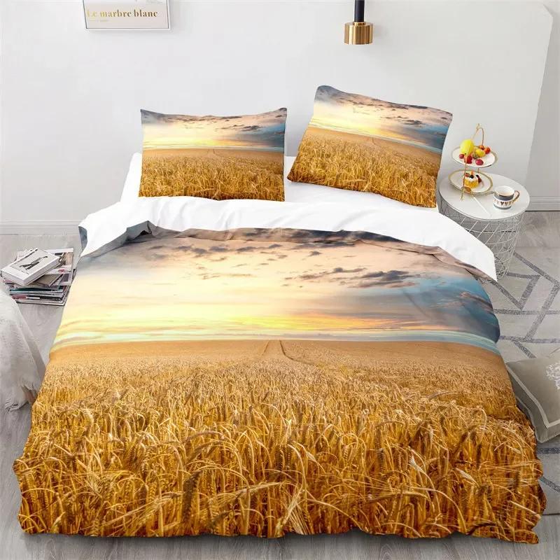 Gold Wheat Field Duvet Cover Natural Scenery Print Bedding Set Microfiber Twin Queen King Comforter Cover For Kids Adults Decor