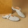 Krazing Pot Sheepskin Summer Size 40 Low Heels Women Round Toe Hollow Decoration Summer Shallow Sandals