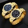 Luxury Fashion Men's Watches Golden Stainless-Steel Quartz Wristwatch Men Business Watch Male Calendar Clock