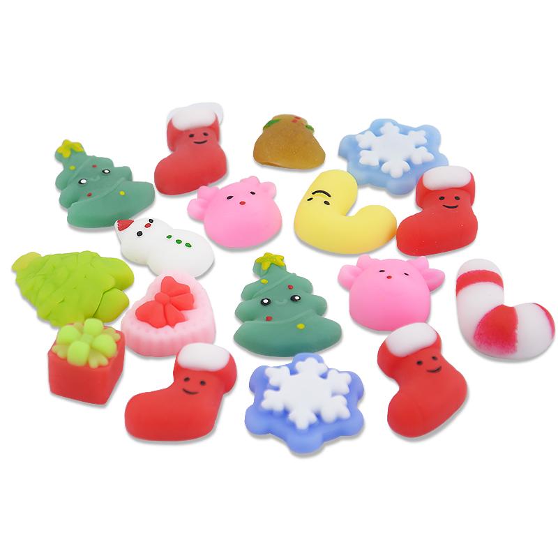 10/30/50Pcs Christmas Squishy Stress Relief Toys Kids Party Favors Birthday Rewards Gifts Goodie Bag Filler Santa Claus New Year 2025