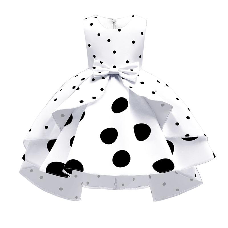 Kids Girls Polka Dot Print Princess Dress Girls Brithday Party Dresses Costume
