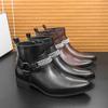 Winter Business Men Chelsea Boots Black Brown Men Comfortable Fashionable Pointed Rider Boots Outdoor Training Boots Sizes 38-46