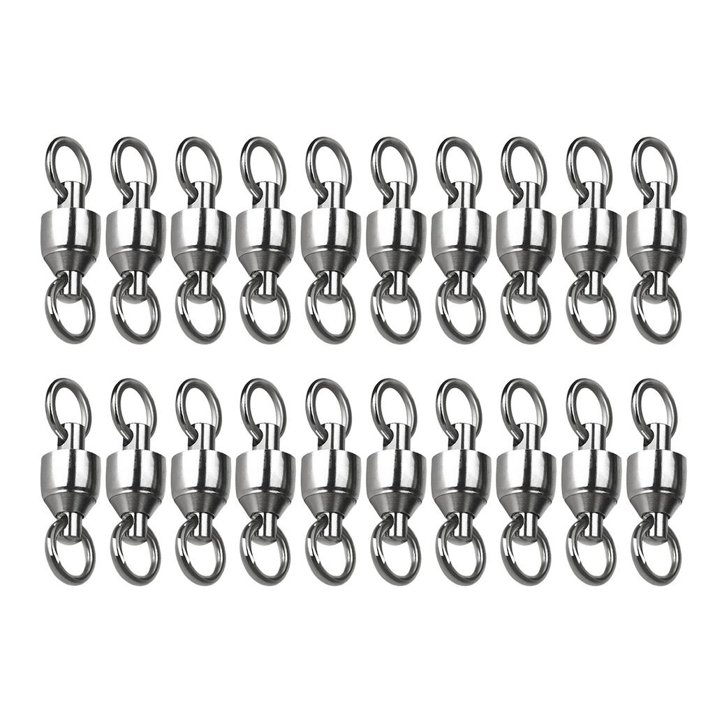 20Pcs Bearing Fishing Swivel Stainless Rolling Swivels Barrel Swivel Line Connector Heavy Duty Fishing Tackle Accessory