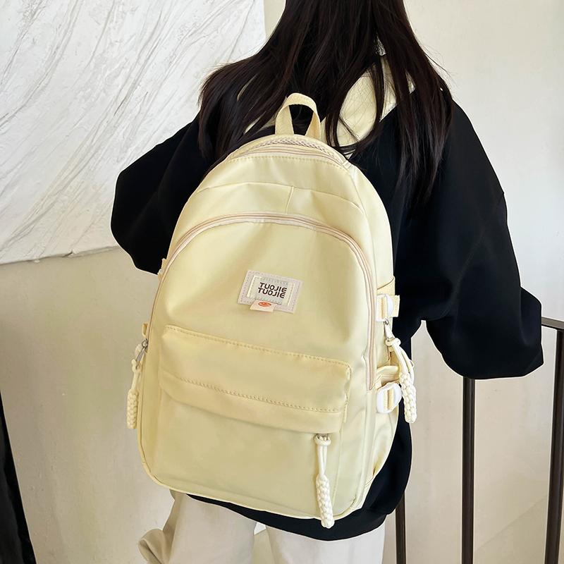 College Style Student Schoolbag Solid Color Women's Backpack Large Capacity Backpack