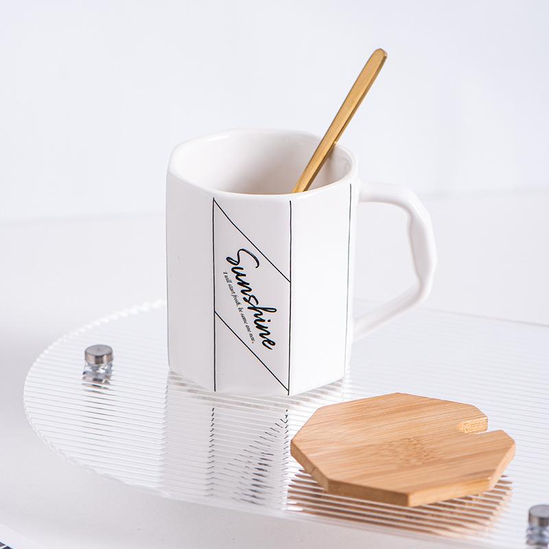 Wind Ceramic Cup With Lid Home Office High-End Couple Water Cup High-Value Gift