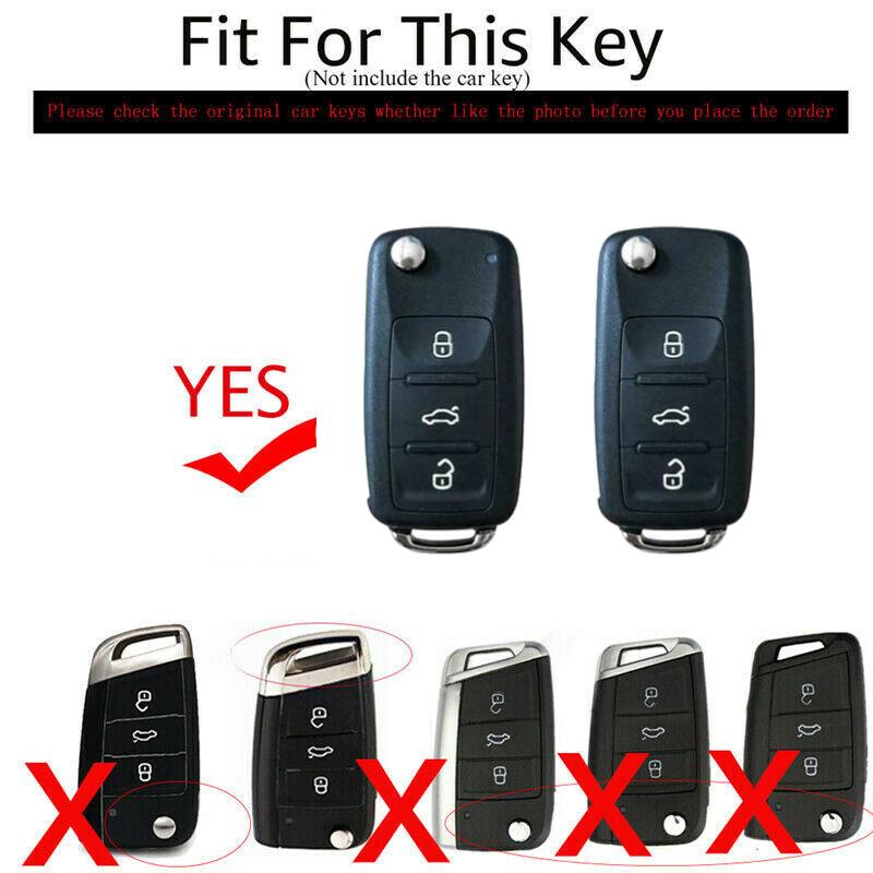 Alloy Car Flip Key Case Cover For Volkswagen VW Polo Golf Passat Tiguan Beetle Caddy T5 Up Eos Skoda Octavia Seat Leon Altea