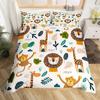 Cartoon Animals Duvet Cover Cute Giraffe Monkey Tiger Elephant Bedding Set Lovely Wildlife Comforter Cover Polyester Quilt Cover