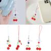 Sweet Phone Chain Strap Lanyard Beaded Cherries Pendant Phone Charm Hanging Decoration Cute Phone Accessories