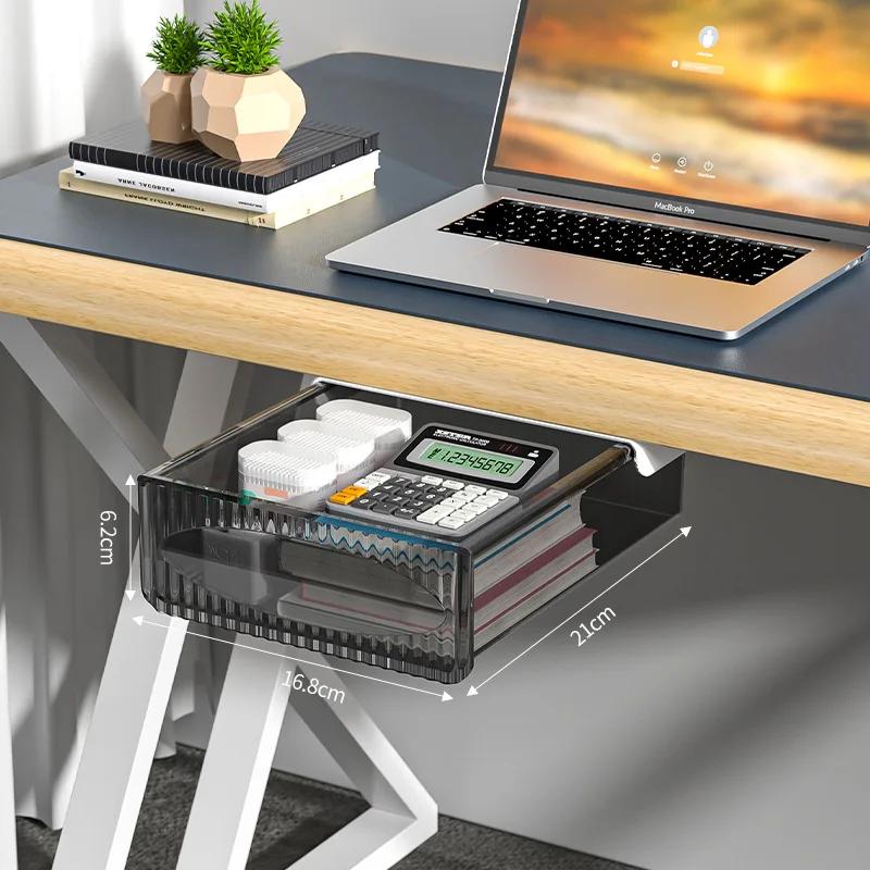 Invisible Storage Table Shelf Storage Box New Pull Out Storage Box Hanging Under Desk Drawer Large Capacity Undertable Drawer