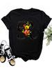 Custom Name Letter Combination Tops Fashion Women T-Shirt Rose Flower Heart Letter Font A B C D Short Sleeve Tees Black T-Shirt