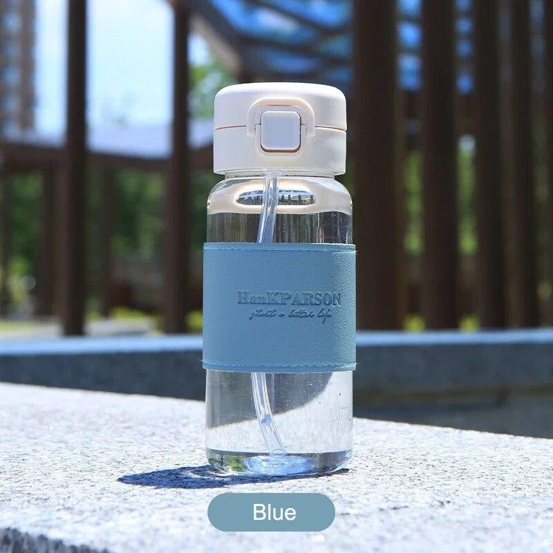 1Pc Creative Water Bottle with Straw Portable Cute Plastic Drinking Bottle Leak-proof Drinkware for Drinking Milk Coffee Tea