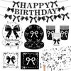 Black And White Bow Theme Kids Disposable Paper Plate Tablecloth Tissue Paper Party Set Decoration Decoration Supplies