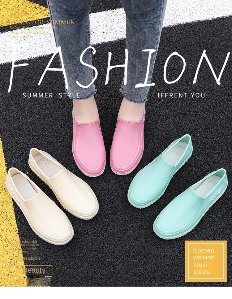 Fashionable Women's Spring And Autumn Rain Shoes, Casual, Lightweight, Waterproof, Non Slip, Kitchen Car Wash Work Rubber Shoes