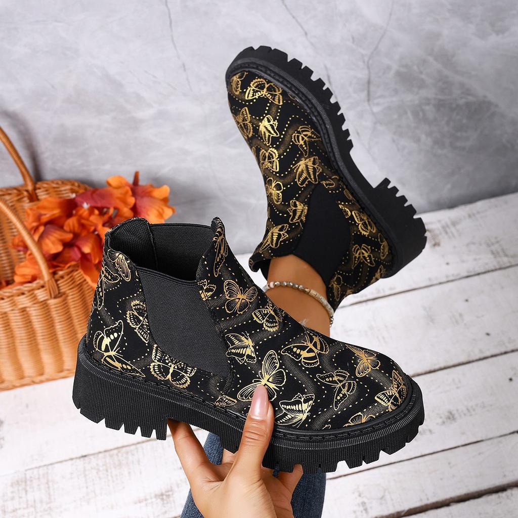 Fashion Fashionable New 2025 Round Headed Butterfly Sexy Casual Work Boots for Winter Comfortable Non Slip Elegant Women's Boots