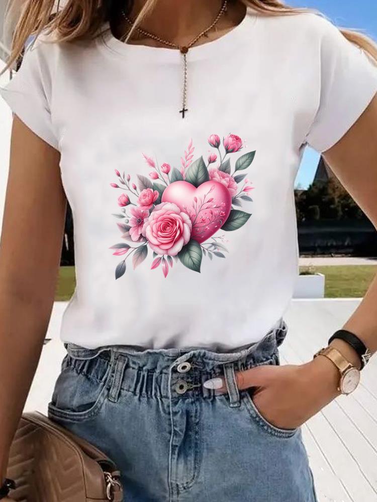 (Asian Size) Short Sleeve T-shirts Clothing Fashion Print  T Female Butterfly Sweet 90s Casual Women's Top Graphic Tee