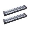 2PCS Dual Row Screw Terminal Strip Fixed High Current Terminal Blocks with Cover 600V 25A 12