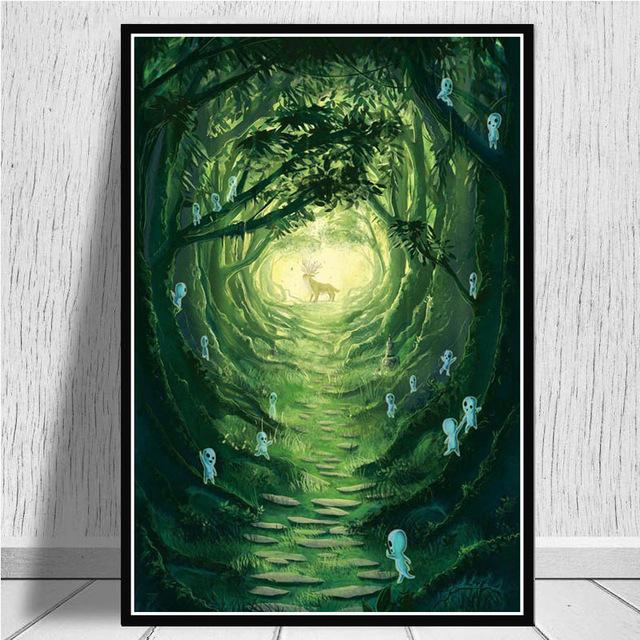 Japan Anime Princess Mononoke Canvas Painting Posters and Prints Wall Art Pictures for Living Room Cuadros Home Decoration No Frame