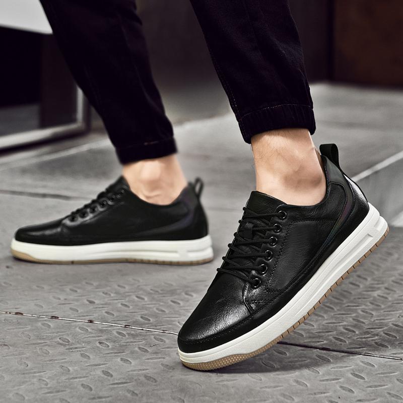 Fashion New Male Casual Sneakers Men Genuine Leather Treking Shoes Fashion Mens Leisure Walk Shoes Classic Retro Style Business Footwear