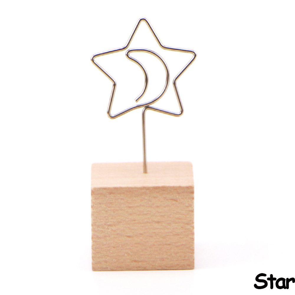 1 PC Creative Wedding Decor Desktop Ornaments Photo Clip Square Wooden Memo Holder Picture Frame