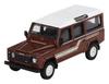 MINI GT Scale Land Rover Defender 110 1985 County Station Russet Brown Finished Model 1/64 Wagon, (Left-Hand Drive),