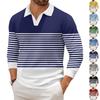 Men's Casual Fashion Printed Lapel Long-sleeved Knitted Bottoming Shirt Top