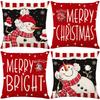 1pc Red Merry Christmas Cushion Cover Snowman Print Durable Cover 2025 New for Home Ornament Xmas New Year Christmas Decoration