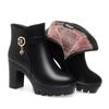 Fashion Autumn Winter Women Boots Casual Platform High Heels Ankle Boots Female Thick Plush Zipper Warm Snow Boots Fashion Cotton Shoes
