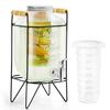 4 Litre Glass Water Dispenser with Stainless Steel Tap SS-304, Infuser & Stand - Air Tight Lid Detox Water Jar Mason Jar