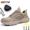 Breathable Men Safety Shoes Lace Up Work Sneakers Steel Toe Shoes Puncture-Proof Security Shoes Work Boots Protection Shoes New