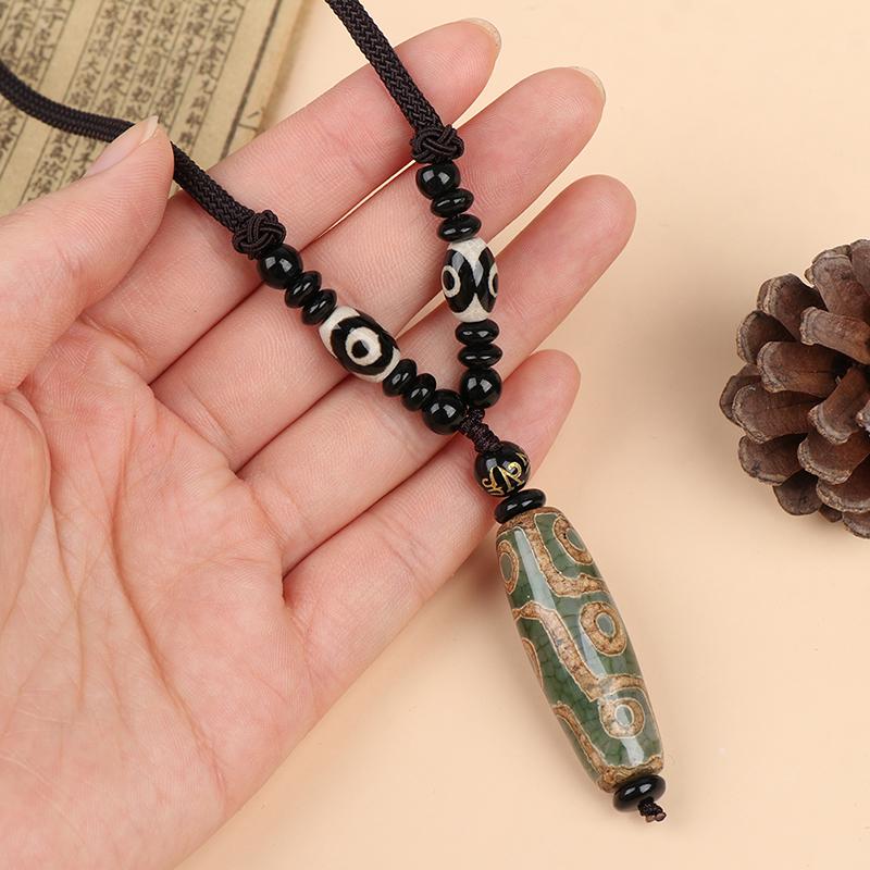 1PC Portable Natural Tibet Bead Good Luck Gift Versatile Nine Eye Tibet Dzi Pendant Choker Nacklace