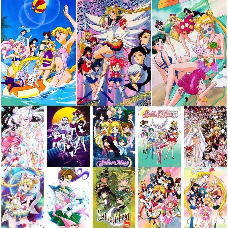 Classic Anime Sailor Moon Poster White Coated Paper Cartoon  Girl Poster Wall Stickers Home Room Bar Decoration Art Painting