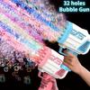 Bubble Gun Sprayer with 32 Holes, Handheld Automatic Bubble Maker for Outdoor Celebrations, Parties, Weddings, Beach and Pool Games