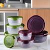 Round Plastic Bento Lunch Box Set - Microwave & Fridge Safe, Sealable Food Storage Containers