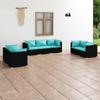 Day and Night - Day and Night 7-piece Garden Furniture Set and Black Synthetic Rattan Cushions