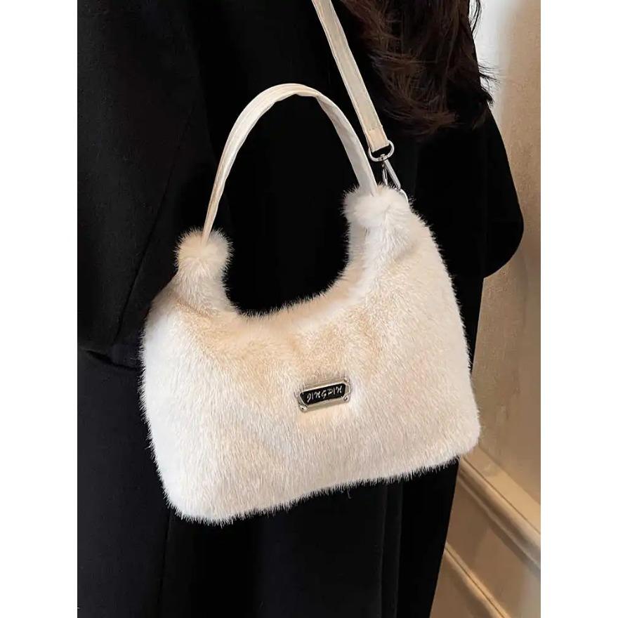 Fashion Faux Fur Women Crossbody Bags Autumn Winter Trendy Furry Shoulder Bag Lady Daily Commuter Handbags