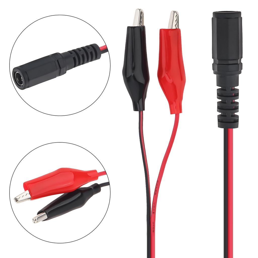 22AWG Power Cable Connector 2.1 X 5.5mm DC Female Jack To Dual Alligator Clip Connector Cable Adapter