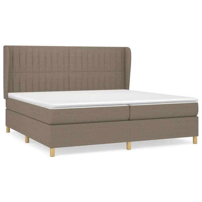 3128713 vidaXL Divan Bed with Mattress Taupe 200x200 Cm Fabric