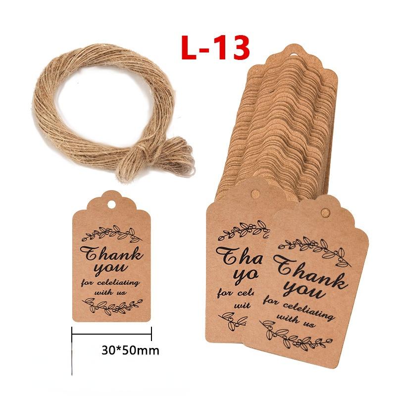 About 50PCS Kraft Paper Tags DIY Handmade/Thank You Multi Style Crafts Hang Tag With Rope Labels Gift Wrapping Supplies Wedding Favors