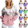 Women's Long Sleeve Printed Sweatshirt Long Sleeve Pocket Jacket Zipper Hoodie Coat Autumn