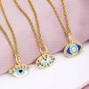 Turkish Lucky Evil Eye CZ Necklace Women 5 Style Blue Eyes Female Charm Fashion Enamel Stainless Steel Chain Necklace Jewelry