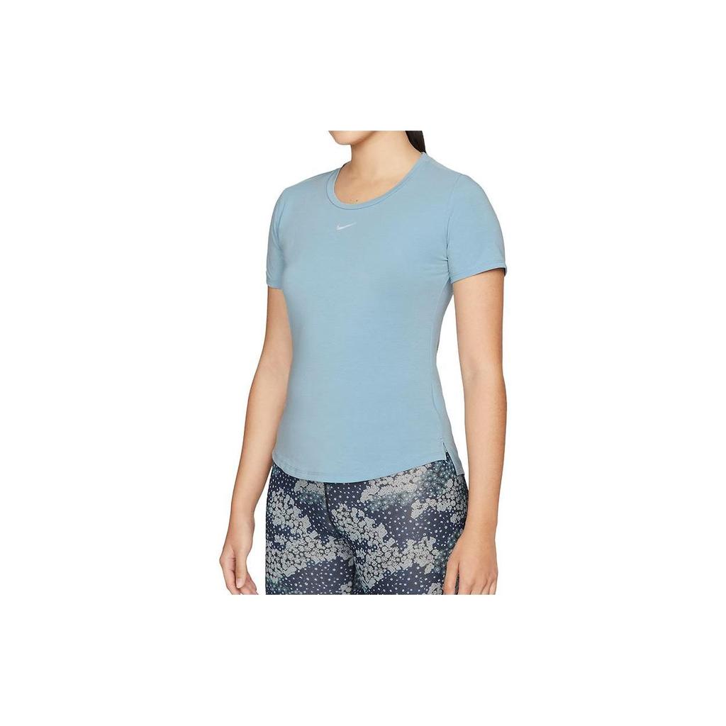 Nike Dri-FIT One Luxe Solid Color Round Neck Sun Protection Quick-Dry Short Sleeve T-Shirt Women T-Shirts Blue DD0619-494