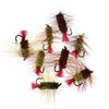 8PCS #10 Mix Color Wooly Worm Fly Trout Fishing Nymph Bug Woolly Worms Green Brown Black Color